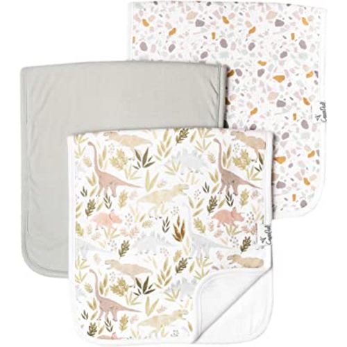 Copper Pearl Premium Baby Burp Cloths - 3-Pack Large Cotton Burp Cloths, Extra Soft Spit Up Rags with 3 Absorbent Layers, Perfect for Baby Girl Gifts (21" x 10" Size, Rex Set)