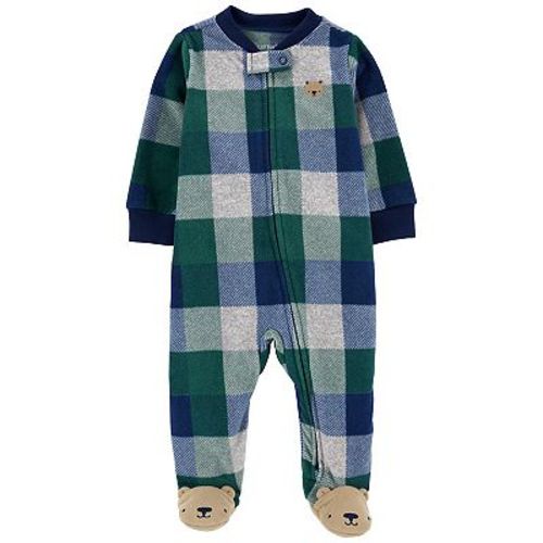 Baby Boy Carter's Plaid Bear Fleece Zip-Up Footie Sleep & Play