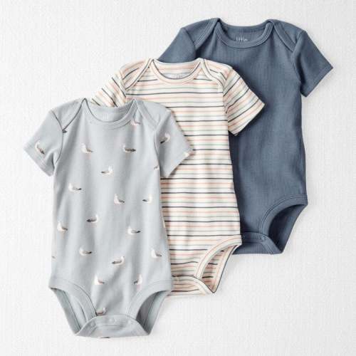 Seagull Print, Sweet Cream, Coastal Blue Baby 3-Pack Organic Cotton Rib Bodysuits | Carter’s Oshkosh Canada