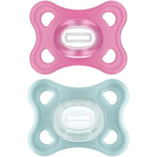 MAM Comfort Pacifiers, Newborn Pacifiers (2 Pack) 3-6 Months, Best Pacifier for Breastfed Babies, Girl Silicone