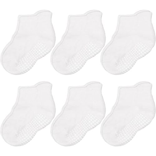 CozyWay Ankle Style Socks with Grippers for Little Girls & Boys, Infants, Toddlers, Children - 6 & 9 Pairs