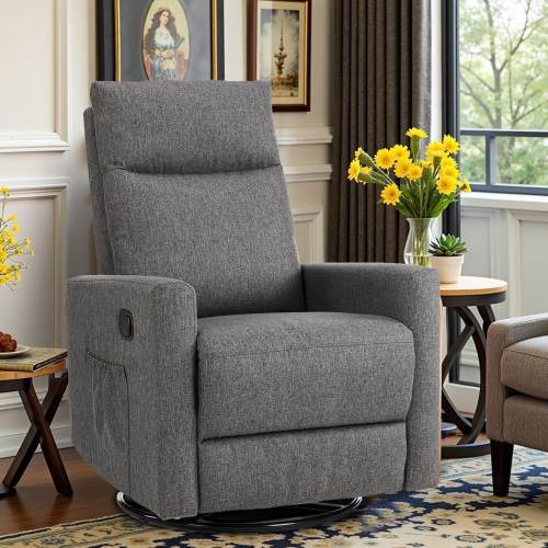 Recliner Chair, Swivel Rocking, Glider Rocker Recliner, Nursery Chair With Footrest For Living Room