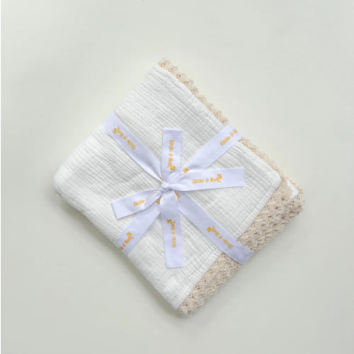 Muslin Crinkle Organic Lace Blanket | Milk – Little and Fern