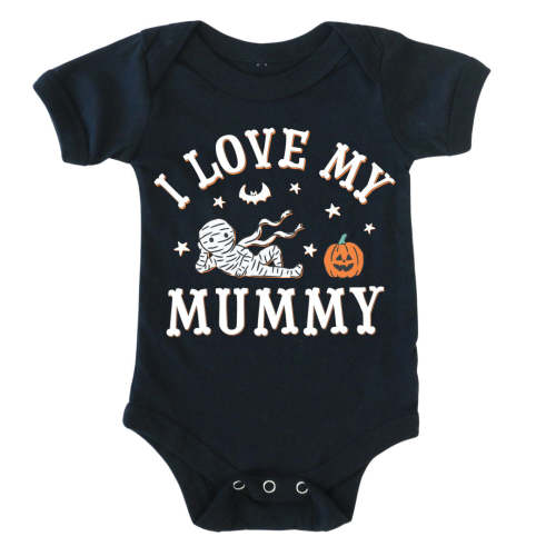I Love My Mummy Graphic Bodysuit & Kids Tee | Black