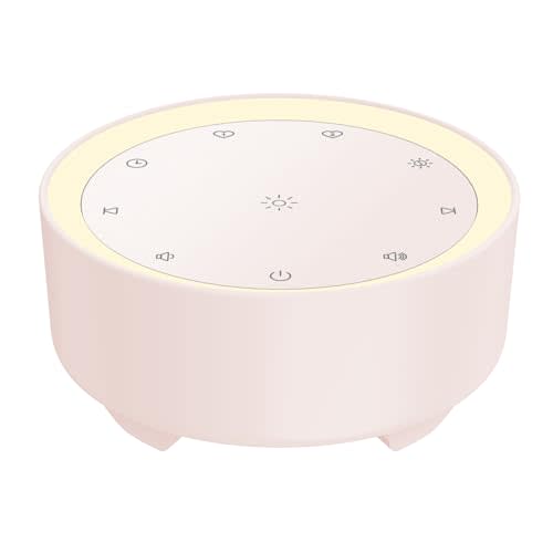 Kipcush Sound Machine & Night Light for Adults, Baby, Kids. White Noise Machine with 20 Soothing Sleep Sounds. Small Size & Portable Design for Bedroom, Office, Travel. Favorites Buttons, Timer(Pink)
