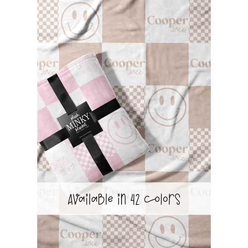 Personalized Checkered Baby Name Blanket, Retro Checkered Name Blanket