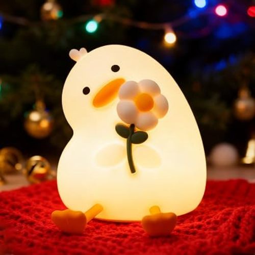 Night Light for Kids, Cute Duck Silicone Nightlight with Timer, Rechargeable Nursery Light, LED Squishy Night Lights, Safe Bedside Lamp, Dimmable Animal Night Lamp for Boys Girls Toddler (Duck)