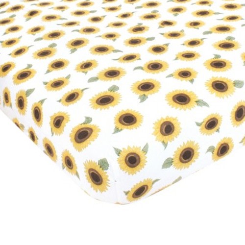 Hudson Baby Infant Girl Cotton Fitted Crib Sheet, Sunflower, One Size