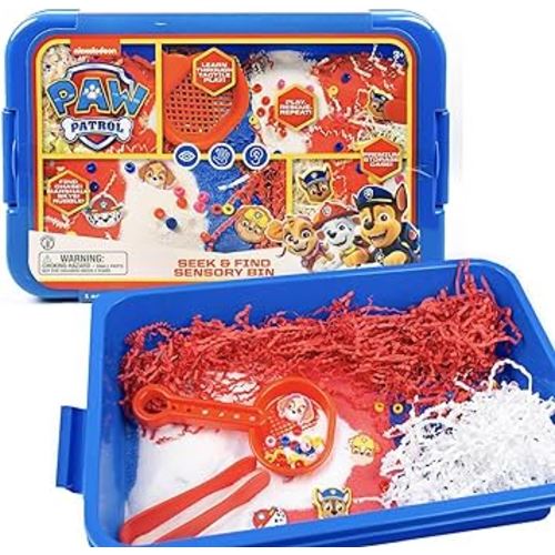 Official Paw Patrol Seek & Find Sensory Bin, Ready-to-Use Sensory Toys, Sensory Bin for Kids with Lid, Play Sand, Scoops & Tongs, Paw Patrol Toys, Sensory Toys for Toddlers 3-4