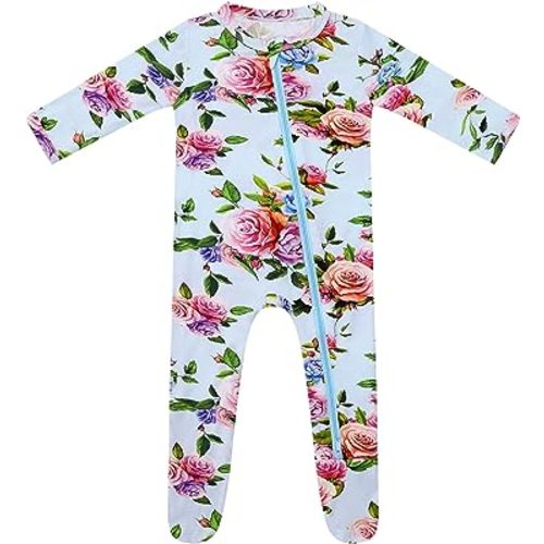 HAPIU Rayon from Bamboo Baby Footed Pajamas, 2 Way Zipper YKK, Footie for Baby Boy Girls, Newborn-24 Months