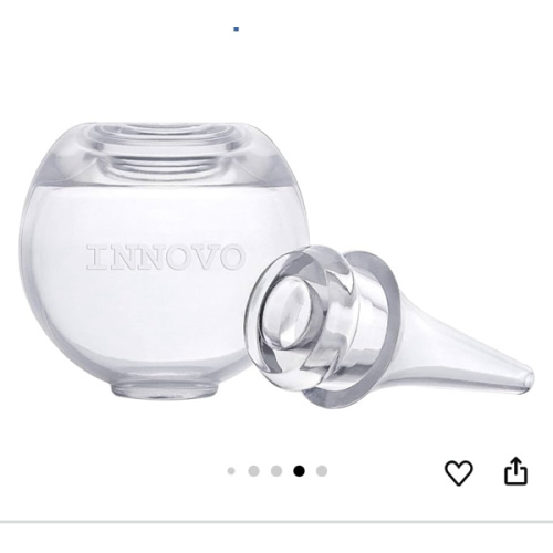 Innovo FSA/HSA Eligible Hospital Grade Silicone Twister Bulb Baby Ear Syringe and Nasal Aspirator, Sucks Snot and Mucus, Cleanable and Reusable, Clear
