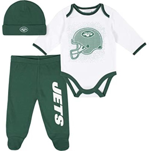 NFL baby-boys 3 Pack Bodysuit Footed Pant and Cap Registry Gift Set