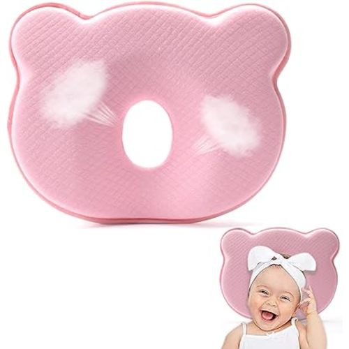 Breathable Memory Foam Pillow Soft and Cozy Cartoon Prеvents FΙat hеad and Shapеs hеad Hеad Pillow for Small Boys and Girls(Pink)