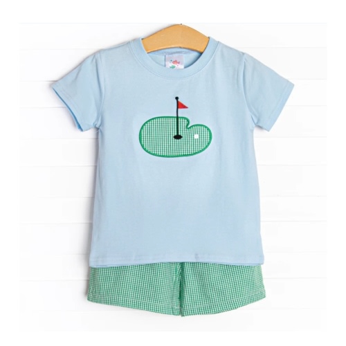 Hole In One Applique Short Set, Blue – Stitchy Fish