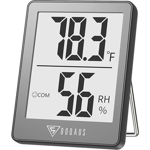 DOQAUS Digital Hygrometer Indoor Thermometer Room Thermometer with 5s Fast Refresh Temperature Humidity Monitor for Bed Room, Baby Room, Basement, Greenhouse, Office (Grey)