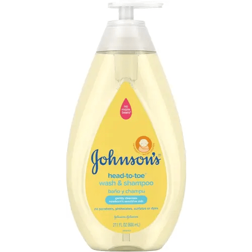 Johnson's Head-to-Toe Gentle Tear-Free Baby & Newborn Wash & Shampoo, Sulfate-, Paraben- Phthalate- & Dye-Free, Hypoallergenic Wash for Sensitive Skin & Hair, 27.1 fl. Oz