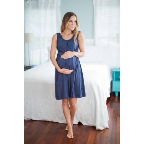 3 in 1 Maternity Labor Delivery Nursing Hospital Gown & Labor Socks / By Baby Be Mine Maternity / Birthing Gown /Baby Shower Gift / Navy