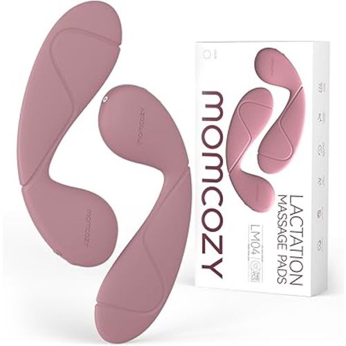 Momcozy Hands-Free Lactation Massager, Enhanced Heat & Vibration Area for Improved Milk Flow, Soft Warming Breast Massager for Effortless Breastfeeding and Pumping, 2-Pack