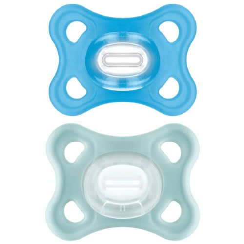 MAM Comfort Pacifiers, Newborn Pacifiers, 2 Count (Pack of 1) MAM Pacifiers 3-12 Months, Best Pacifier for Breastfed Babies, Boy Silicone Pacifier - Sapphire / Grey Green