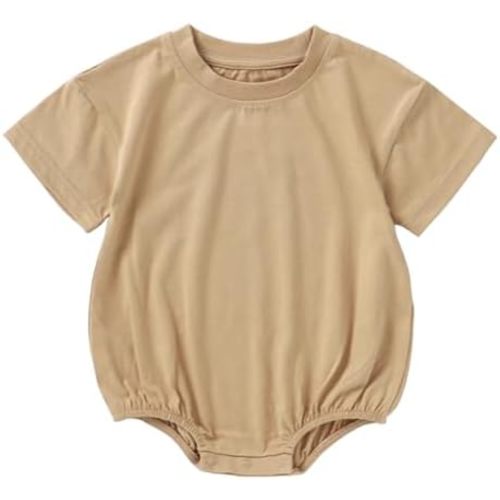 Bafeicao Baby Boy Girl Bubble Romper Organic Cotton Infant Summer Oversized Toddler T-Shirt Bodysuit Short Sleeve