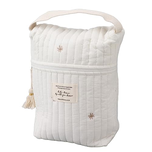 Diaper Bag Organizing Pouches, Mini Diaper Bag Quilted Cotton Cute Diaper Bag Multifunction Maternity Bag Diaper Bag Tote Baby Stroller Zipper Bag for Bottle Wipes Pacifier (Stars)