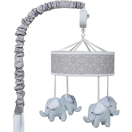 Trend Lab Circles Gray Baby Crib Mobile with Music, Crib Mobile Arm Fits Standard Crib Rails