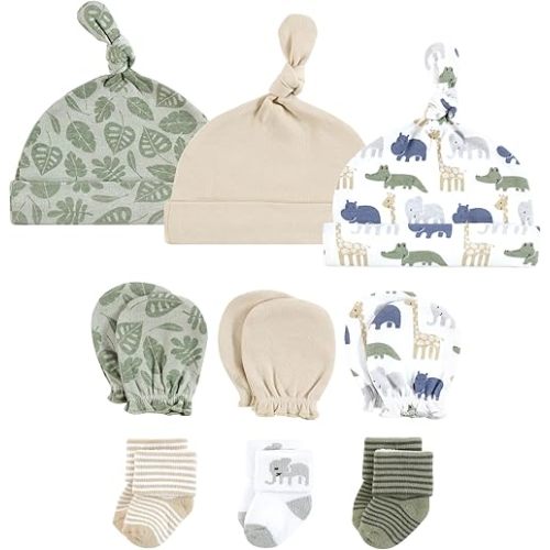 Hudson Baby Unisex Baby Caps, Mittens and Socks Set, 0-6 Months