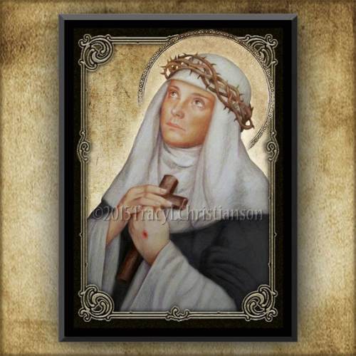 St. Catherine of Siena Wood Plaque & Holy Card GIFT SET, Doctor of the Church