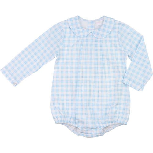Blue Plaid Long Sleeve Bubble  - Cecil and Lou