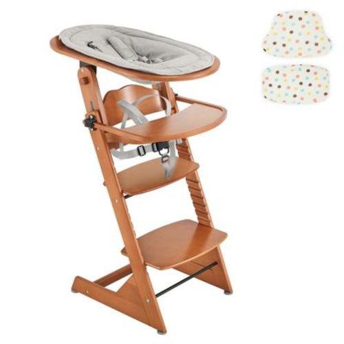 3-in-1 Convertible Wooden Toddler High Chair, Baby Feeding Chair with Removable Tray, Cushion and Harness