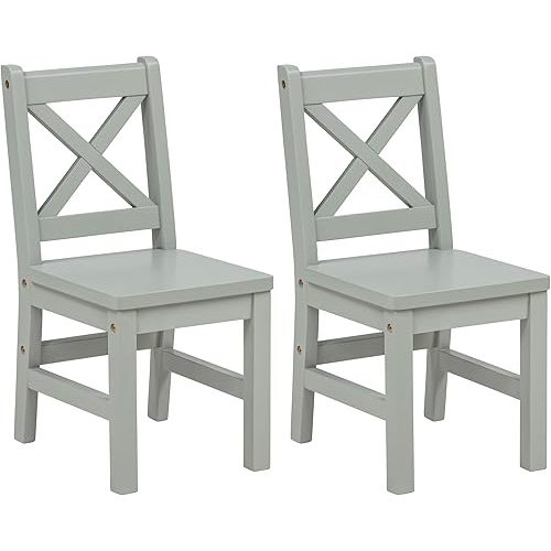eHemco Solid Hard Wood X Back Kids Chair, Sage Green, Set of 2