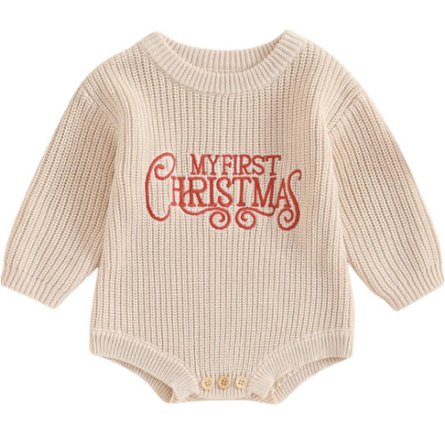 Adobabirl Baby Girl Boy Knitted Sweater Bubble Romper Long Sleeve Jumpsuit Festival Outfit Fall Winter Spring Clothes
