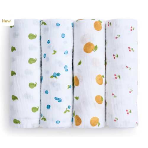 Organic Cotton Muslin Swaddles 4 Pack in Fresh Fruit | aden + anais