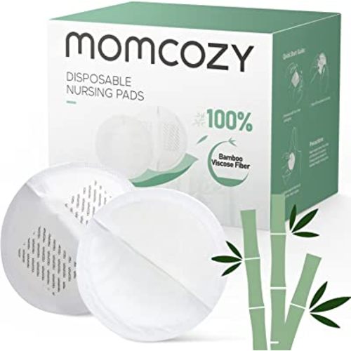 Momcozy Bamboo Fiber Disposable Nursing Pads, 100% Natural Materials and 100% Biodegradable Breast Pads, Breastfeeding Essentials for Moms, 80 Count