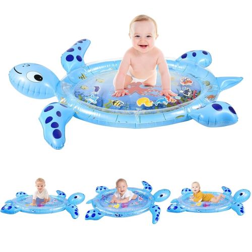 Gebra Sea Turtle Tummy Time Water Mat – Inflatable Baby Play Mat for 3–12 Months Boys & Girls, Sensory Activity Toy & Gift for Visual and Muscle Development