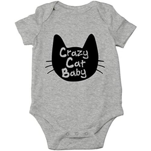 AW Fashions Crazy Cat Baby Baby Bodysuit Funny Cute Adorable Infant Romper Newborn Pet Lovers Clothing