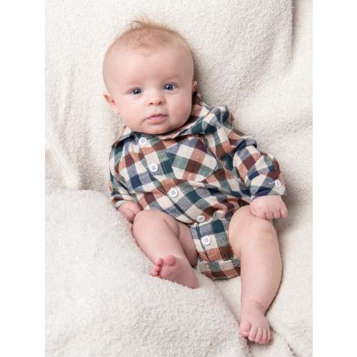 Fall Vintage Plaid Button Up Bubble