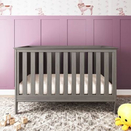 Child Craft Atwood 3-in-1 Convertible Crib, Converts to Day Bed, Toddler Bed, 3 Mattress Positions, Non-Toxic, Baby Safe Finish (Lunar Gray)