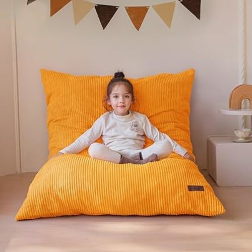 MAXYOYO 3 in 1 Kids Bean Bag Chair Bed, Convertible Chair Folds from Bean Bag to Lounger, Child Floor Sofa for Gaming, Reading, Floor Mattress with High-Density Foam Filling