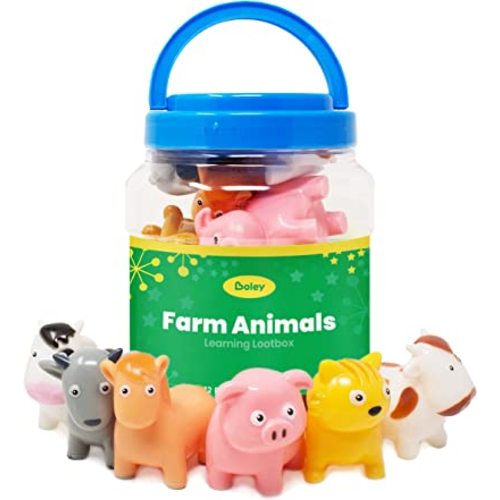Boley Farm Animals Bath Toys Bucket - Includes 12 Colorful Fun Free Bathtub Toys & Pool Toys for Kids & Toddlers Ages 2 and Up!