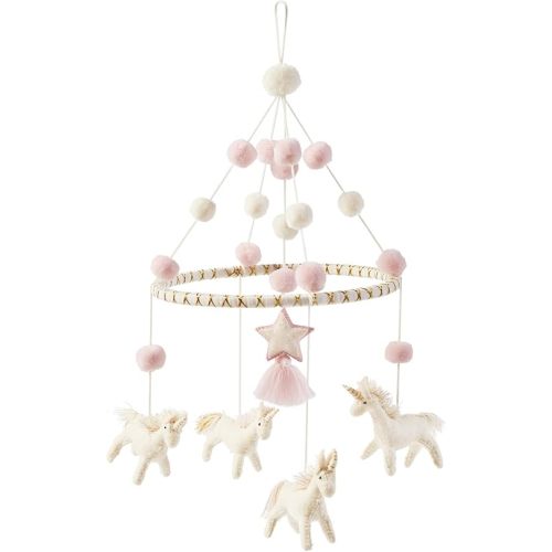 Mud Pie Nursery Baby Crib Mobile, Unicorn, Pink, One Size