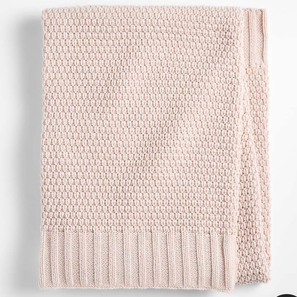 Bubble Knit Lilac Rose 100% Organic Cotton Baby Stroller Blanket