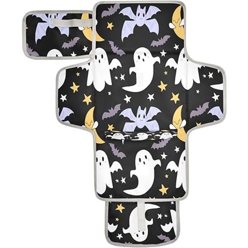 Kigai Halloween Boo Portable Changing Pad Travel Waterproof Foldable Baby Changing Pad Baby Diaper Mat for Newborn Girls and Boys