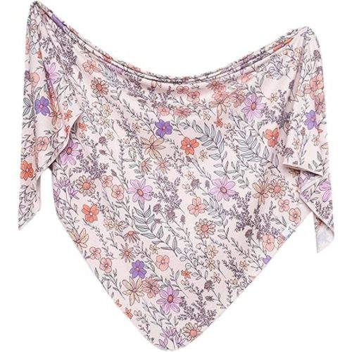 Large Premium Knit Baby Swaddle Receiving Blanket Flora by Copper Pearl