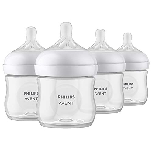 Philips AVENT Natural Baby Bottle with Natural Response Nipple, Clear, 4oz, 4pk, SCY900/04 - 4 Pack