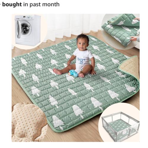Baby Play Mat, 50x50 Playpen Mat with Super Soft Touch, Activity Mat with Upgraded Anti-Slip Bottom, Machine Washable Crawling Mat for Floor & Picnic(Trees)