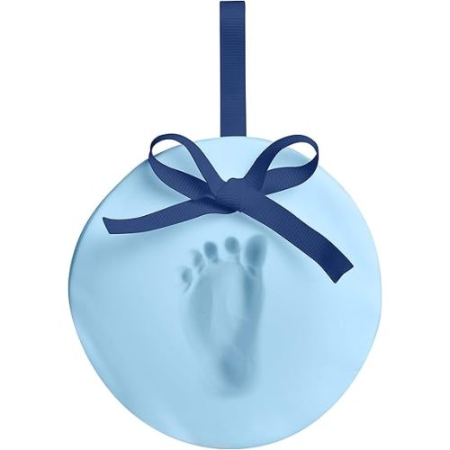 Pearhead Babyprints Baby's First Handprint or Footprint Ornament Kit, Easy No-Bake DIY Clay Impression, Christmas Baby Keepsake Gift, Blue