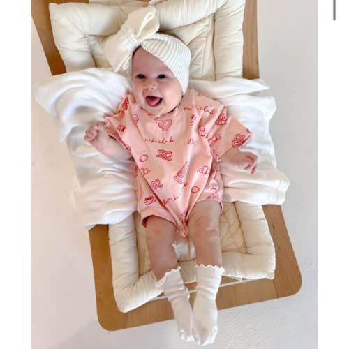 'Brunch Club' Slouch Romper - Pink & Red
