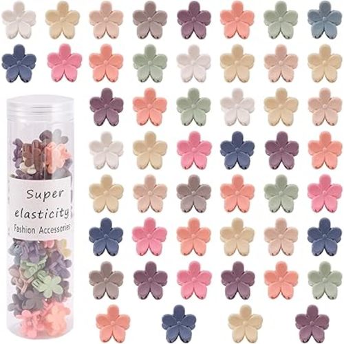 50Pcs Small Hair Clips Mini Flower Hair Clips,Cute Tiny Hair Clips for Thin Fine Hair Small Flower Hair Clips Strong Grip Hair Clips Flower Hair Styling Accessories Gifts,Bright Color