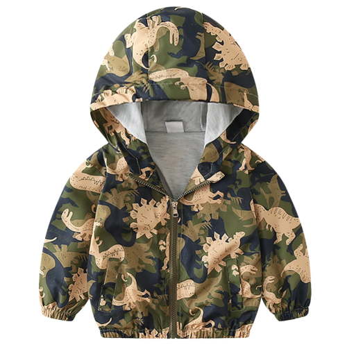 FYMNSI Toddler Boys Hooded Jacket Windbreaker Lightweight Zip up Hoodies Outwear Cartoon Fall Clothes for Kids 18-24M Camouflage
